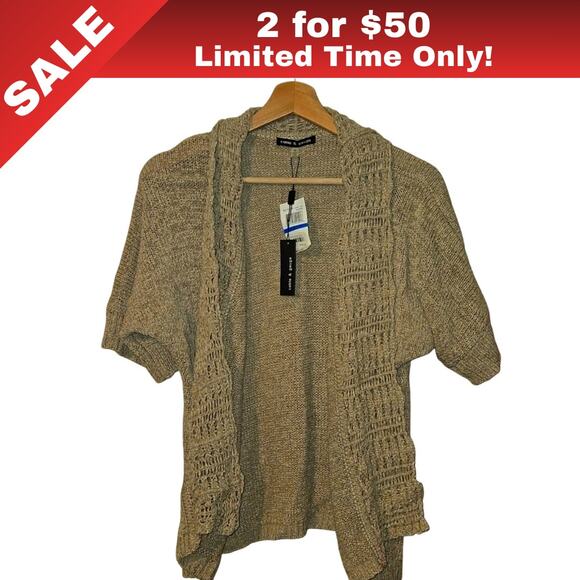 [Sale: 2 for $50!] NWT Cable & Gage Knit Cardigan | Beige | Size XL 0016 - Picture 1 of 11